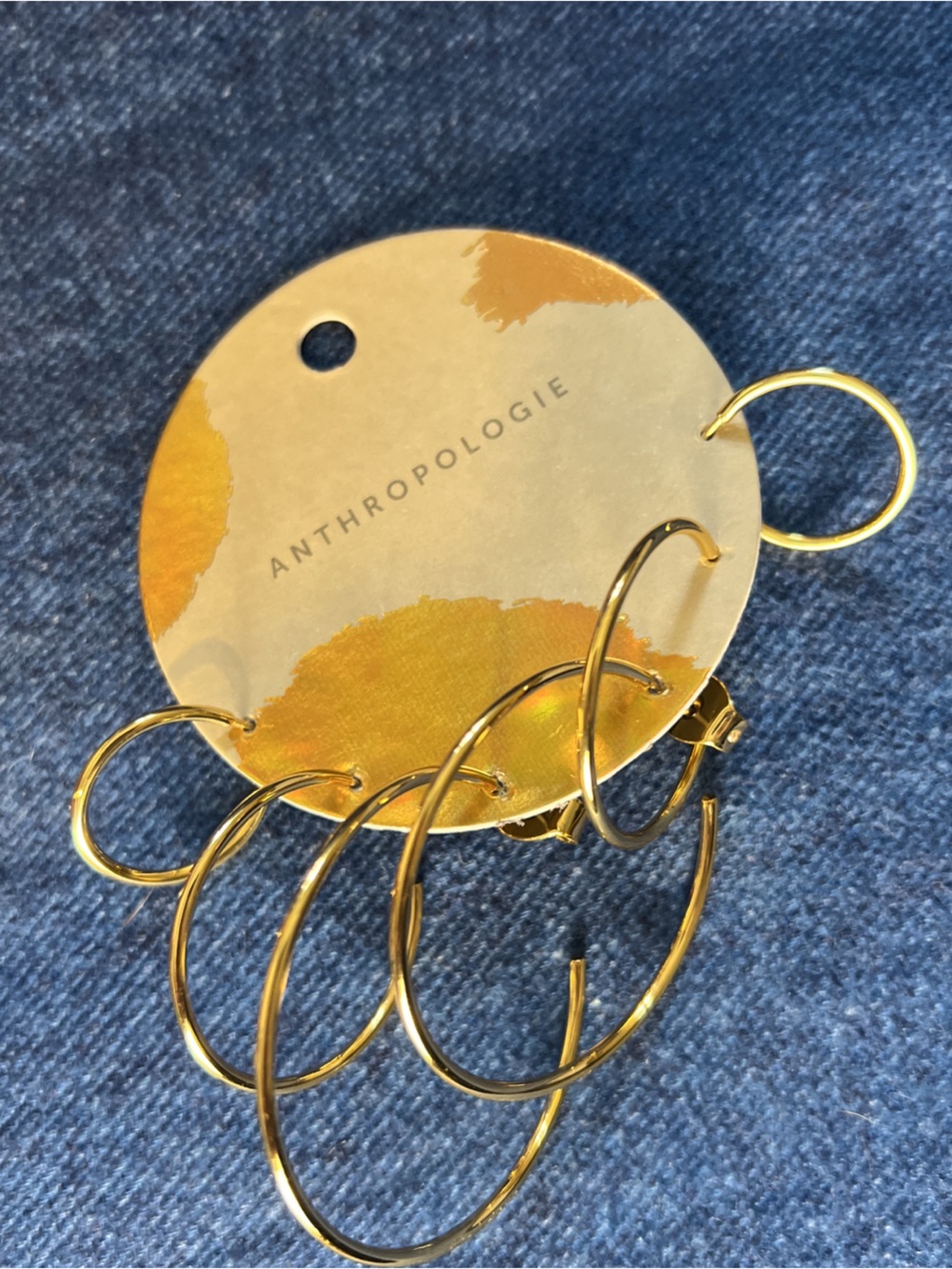 Anthropologie Gold Hoop Earring Set